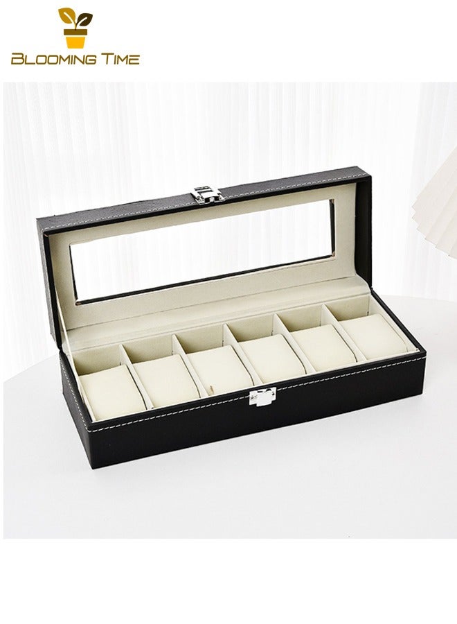 بلومنغ تايم صندوق تخزين ساعة مكون من 6 أرقام ، صندوق مجوهرات جلدي ، منظم تغليف ساعة ، صندوق ساعة جلدي ، صندوق تخزين ساعة ، صندوق عرض ساعة ، صندوق عرض كشك قلادة الأسرة ، صندوق هدايا رائع وبسيط - Image 4