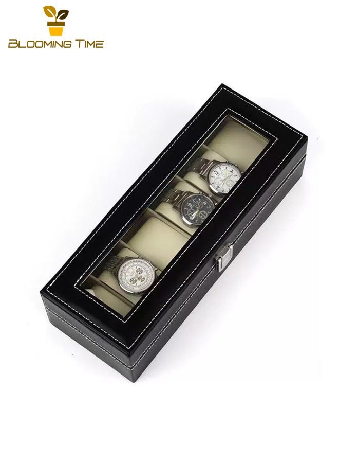 بلومنغ تايم صندوق تخزين ساعة مكون من 6 أرقام ، صندوق مجوهرات جلدي ، منظم تغليف ساعة ، صندوق ساعة جلدي ، صندوق تخزين ساعة ، صندوق عرض ساعة ، صندوق عرض كشك قلادة الأسرة ، صندوق هدايا رائع وبسيط - Image 5