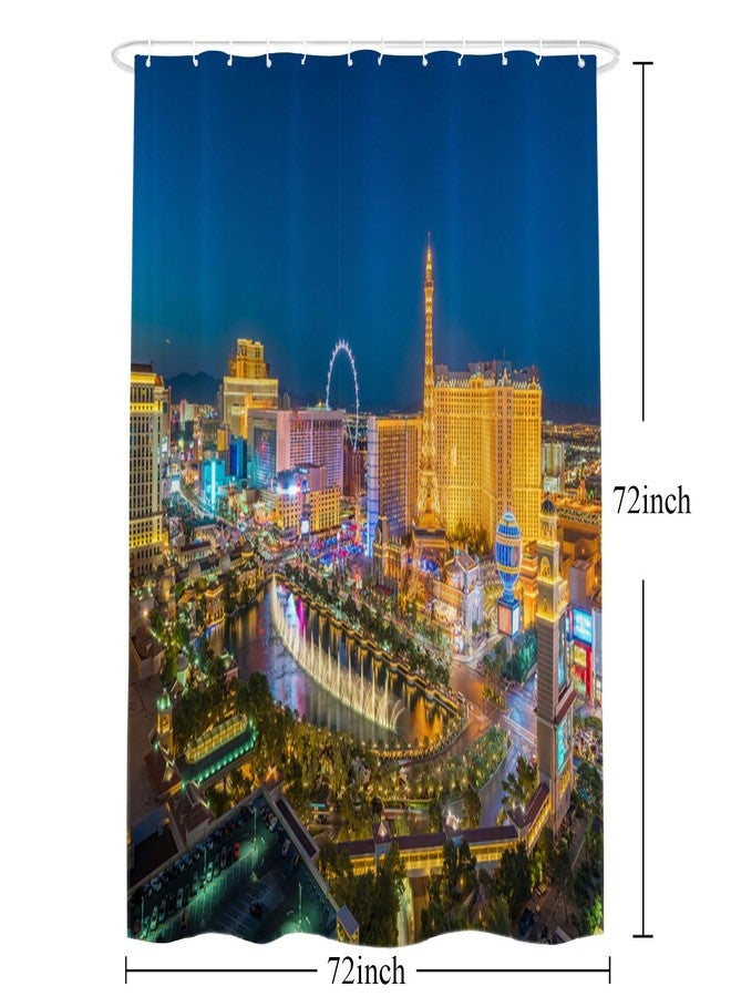 Shrahala Night USA Skyline Decorative Shower Curtain, Las Vegas Nevada Skyline Shower Stall Bathtubs Bathroom Decor Waterproof Funny 72x72 Inch - Image 5