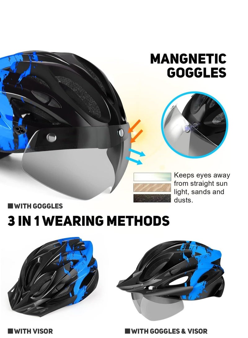 TRASSLE Helmet for Men Women, Lightweight Cycle Helmet with LED Light Magnetic Goggle Sun Visor, Mountain&Road Bicycle Helmets for Adult Cycling Adjustable Size - Image 4