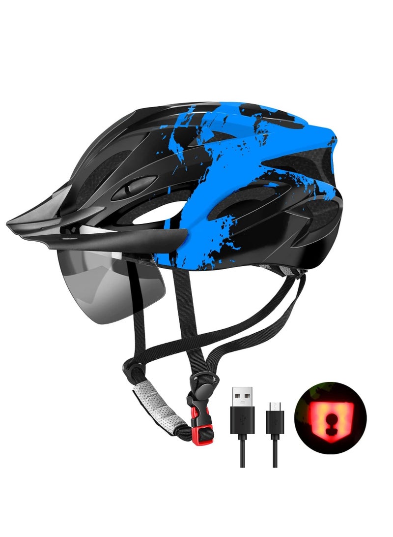 TRASSLE Helmet for Men Women, Lightweight Cycle Helmet with LED Light Magnetic Goggle Sun Visor, Mountain&Road Bicycle Helmets for Adult Cycling Adjustable Size - Image 1