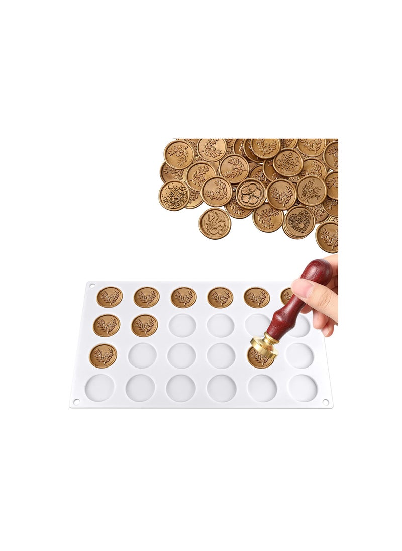 Silicone Wax Seal Mat, Pad for Wax Seal Stamp, 24-Cavity Wax Sealing Mat, for Diy Craft Adhesive Waxing, for Most of the Wax Seal Size,  Made of Food-Grade Silicone, Soft and Reusable
