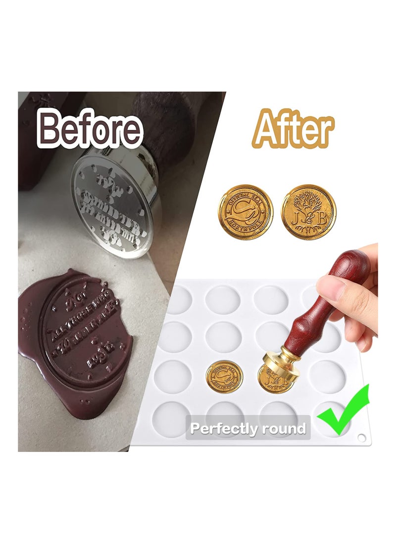 Silicone Wax Seal Mat, Pad for Wax Seal Stamp, 24-Cavity Wax Sealing Mat, for Diy Craft Adhesive Waxing, for Most of the Wax Seal Size,  Made of Food-Grade Silicone, Soft and Reusable
