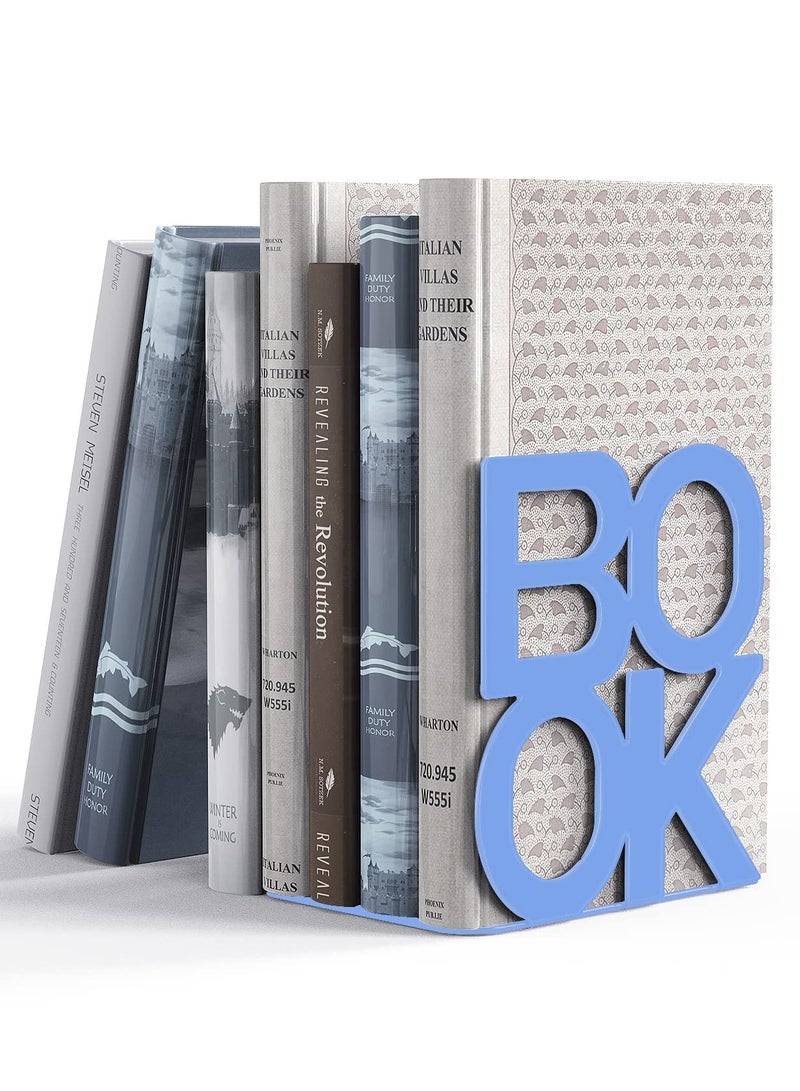 Excefore Book Ends Decorative Metal Book Ends Supports for Bookrack Desk Books Unique Appearance Design Book Shelf Holder Home Decorative Heavy Duty Metal Heavy Duty Bookend 1 Pair - Image 1