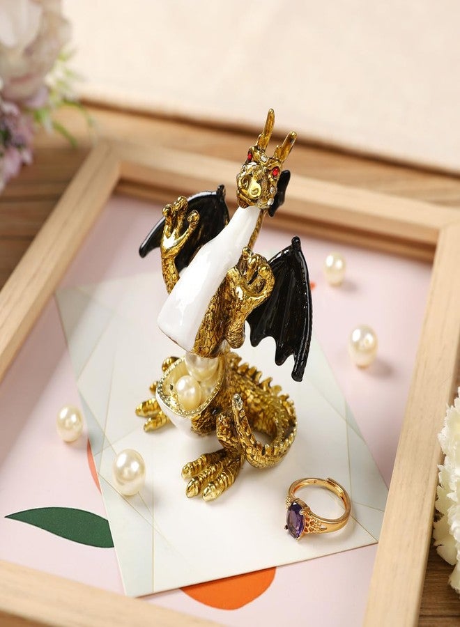 Furuida Dragon Shape Trinket Box Hinge Hand-Painted Small Jewelry Ring Holder Boxes Enamel Animals Craft Christmas Gift for Women - Image 5