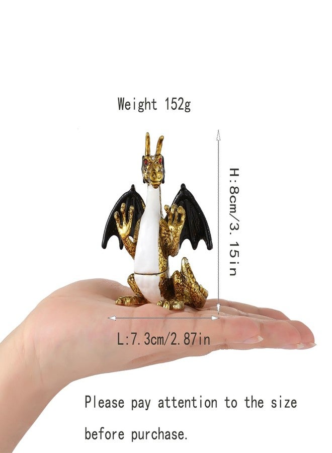 Furuida Dragon Shape Trinket Box Hinge Hand-Painted Small Jewelry Ring Holder Boxes Enamel Animals Craft Christmas Gift for Women - Image 3