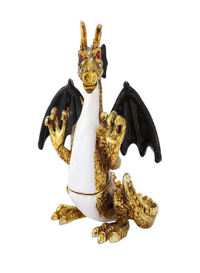 Furuida Dragon Shape Trinket Box Hinge Hand-Painted Small Jewelry Ring Holder Boxes Enamel Animals Craft Christmas Gift for Women - Image 1