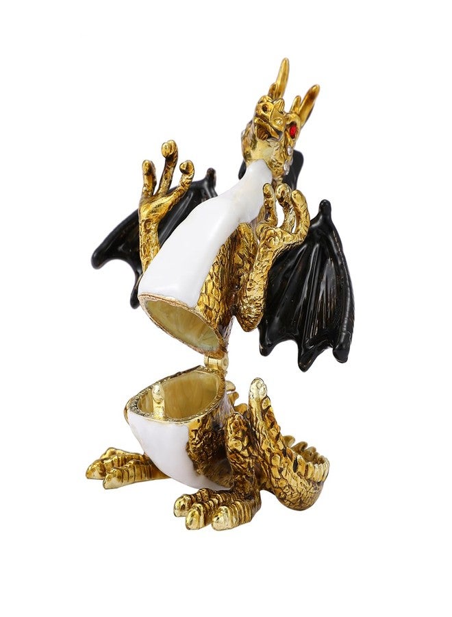 Furuida Dragon Shape Trinket Box Hinge Hand-Painted Small Jewelry Ring Holder Boxes Enamel Animals Craft Christmas Gift for Women - Image 2