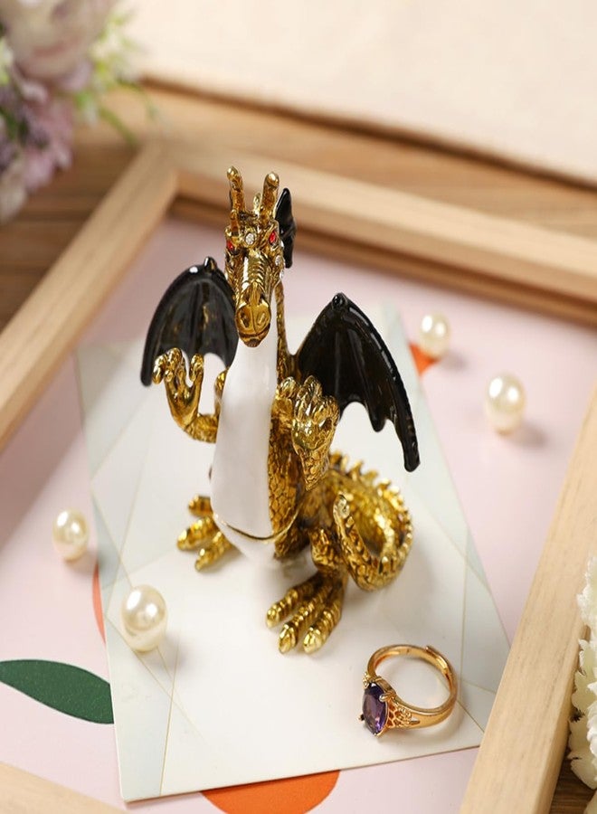 Furuida Dragon Shape Trinket Box Hinge Hand-Painted Small Jewelry Ring Holder Boxes Enamel Animals Craft Christmas Gift for Women - Image 4