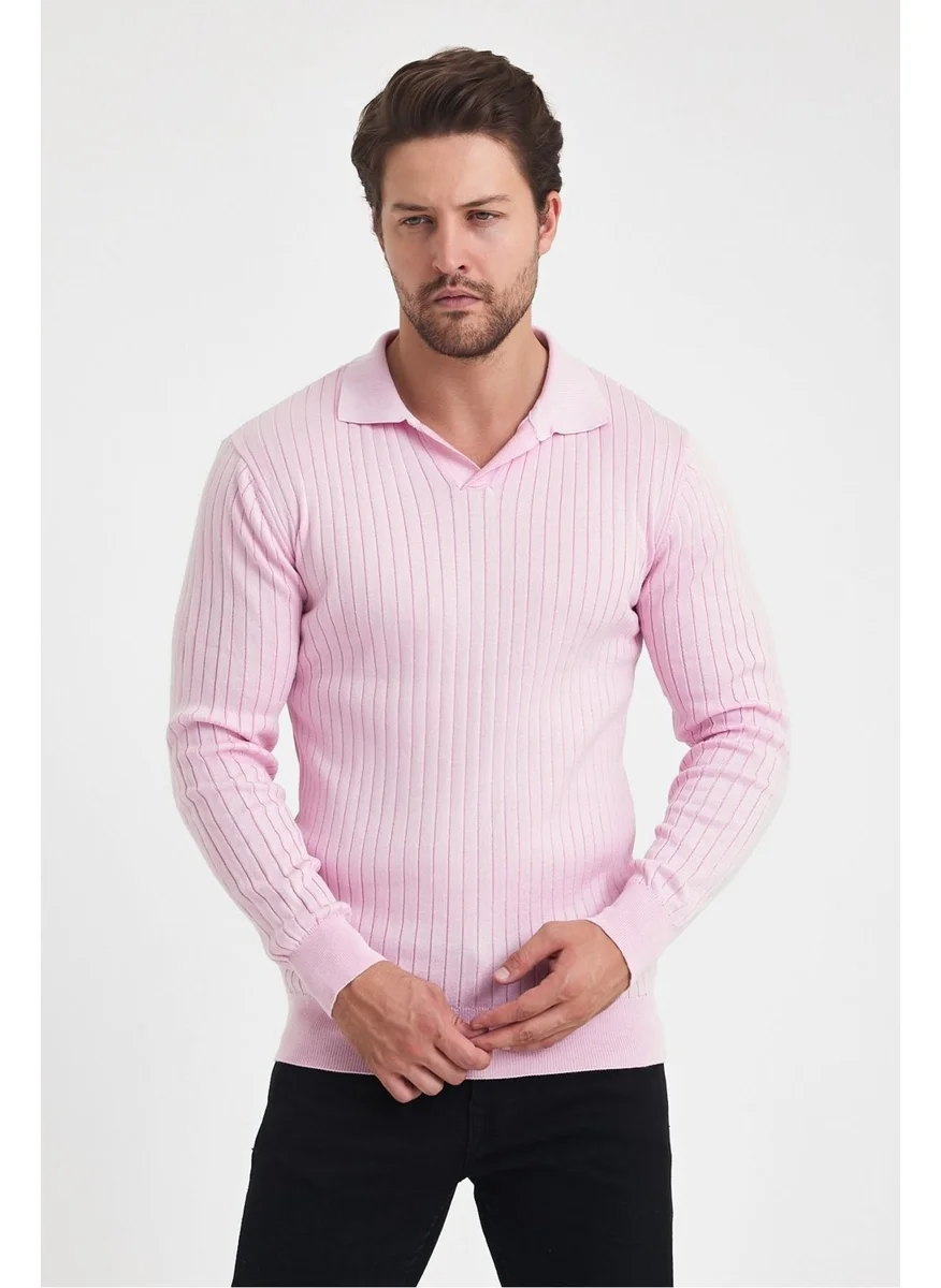 Cool Tarz Cool Style Men's Polo Collar Ribbed Knitwear Sweater