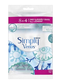 Venus Gillette Simply Venus Disposable Double Blades Razor for Women 12 Razors  - Image 1