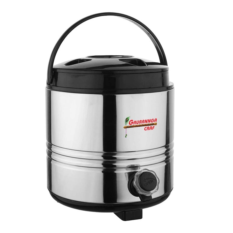 GAURANNGA CRAFT GAURANNGA CRAFT Stainless Steel Water Camper Travel Office Water Dispenser Storage Containers with LeakProof Tap Hot and ColdCan with Insulated Thermosteel 3 LTR Silver Black - Image 2