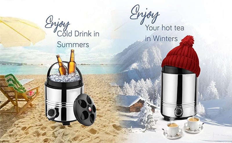 GAURANNGA CRAFT GAURANNGA CRAFT Stainless Steel Water Camper Travel Office Water Dispenser Storage Containers with LeakProof Tap Hot and ColdCan with Insulated Thermosteel 3 LTR Silver Black - Image 5