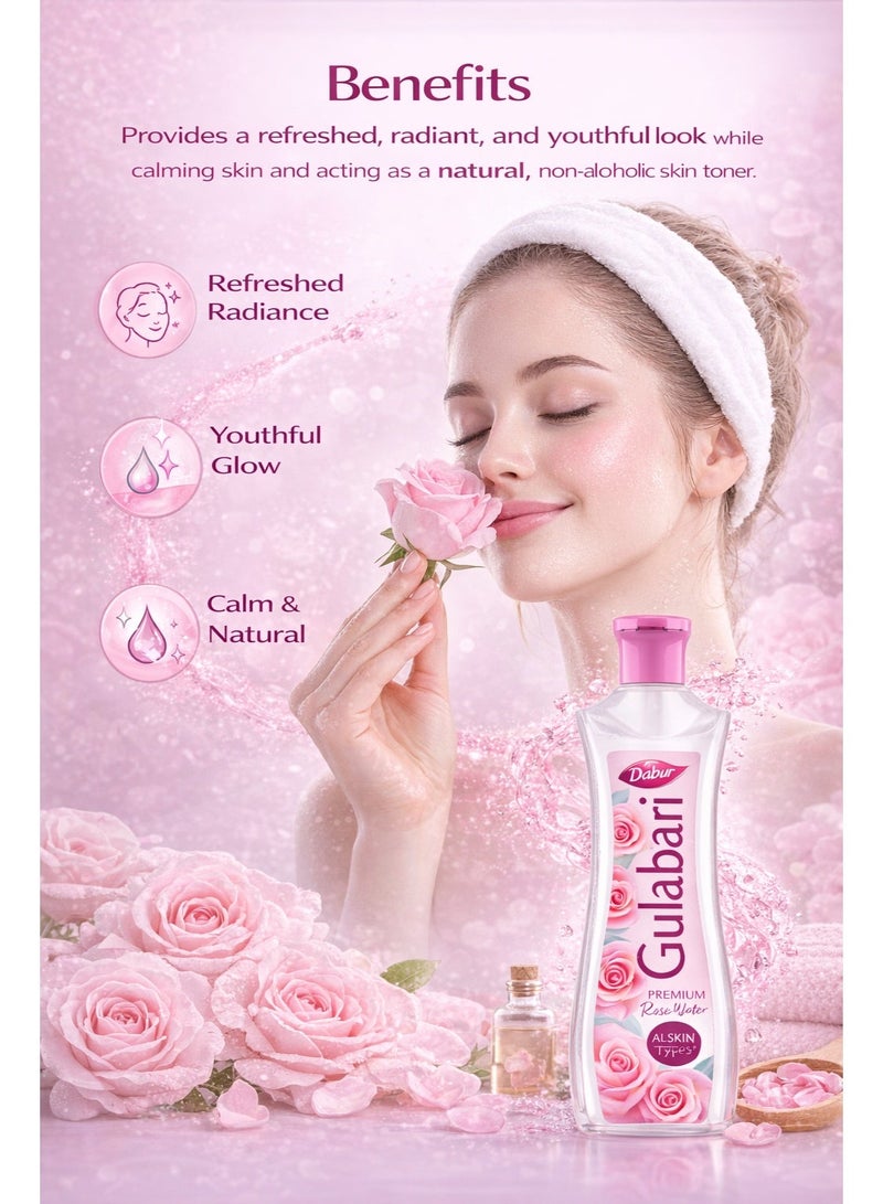 Dabur Gulabari Premium Rose Water 250ml Natural Skin Toner & Cleanser with Damask Rose Extract Alcohol Free Suitable for All Skin Types - Image 4