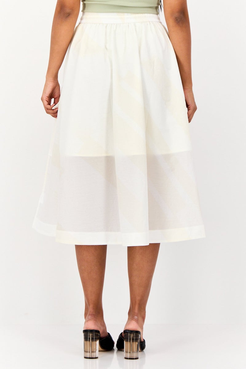 ESPRIT Women Yarn Dye Midi Skirt, Cream - Image 3
