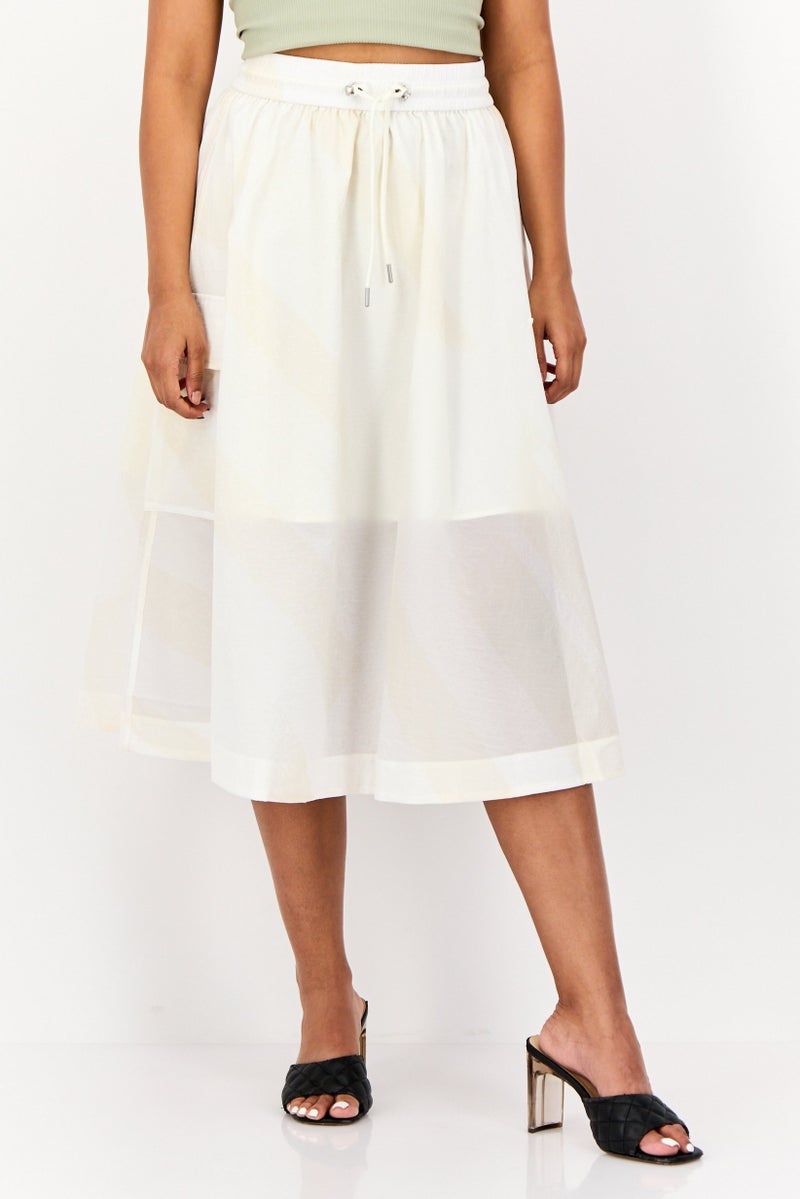 ESPRIT Women Yarn Dye Midi Skirt, Cream - Image 1