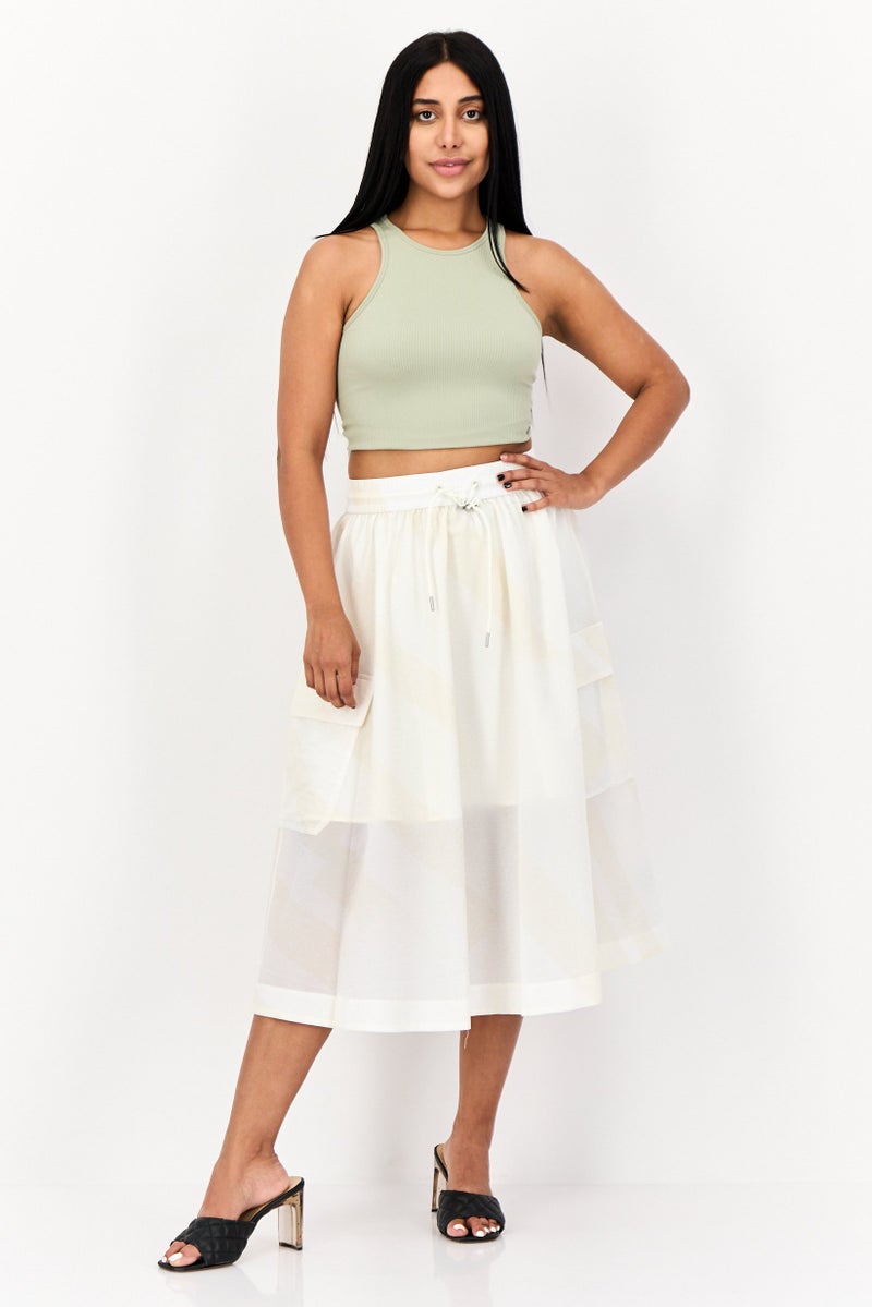 ESPRIT Women Yarn Dye Midi Skirt, Cream - Image 4