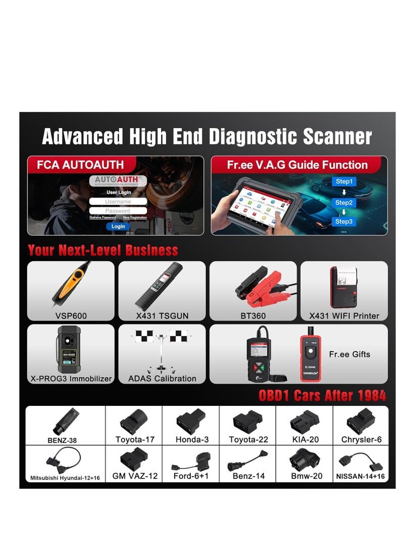 Launch - LAUNCH X431 Pro TT 5.0 Elite Bidirectional Scan Tool with 2025 Newly Released DBSCar VII Connector, 38+ Reset for All Cars, ECU Coding, CANFD and DOIP, FCA AutoAuth, VAG Guide,2 Yrs F-Ree Update - Image 1