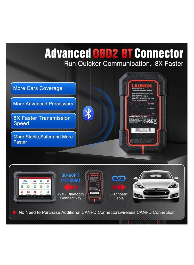 لانش LAUNCH X431 Pro TT 5.0 أداة المسح الضوئي ثنائية الاتجاه LAUNCH X431 Pro TT 5.0 Elite ثنائية الاتجاه مع موصل DBSCar VII الذي تم إصداره حديثًا، وإعادة ضبط 38+ لجميع السيارات، وترميز وحدة التحكم الإلكترونية ووحدة التحكم الإلكترونية CANFD وDOIP، ومصادقة FCA التلقائية، ودليل VAG، وتحديث F-Ree لمدة سنتين - Image 5