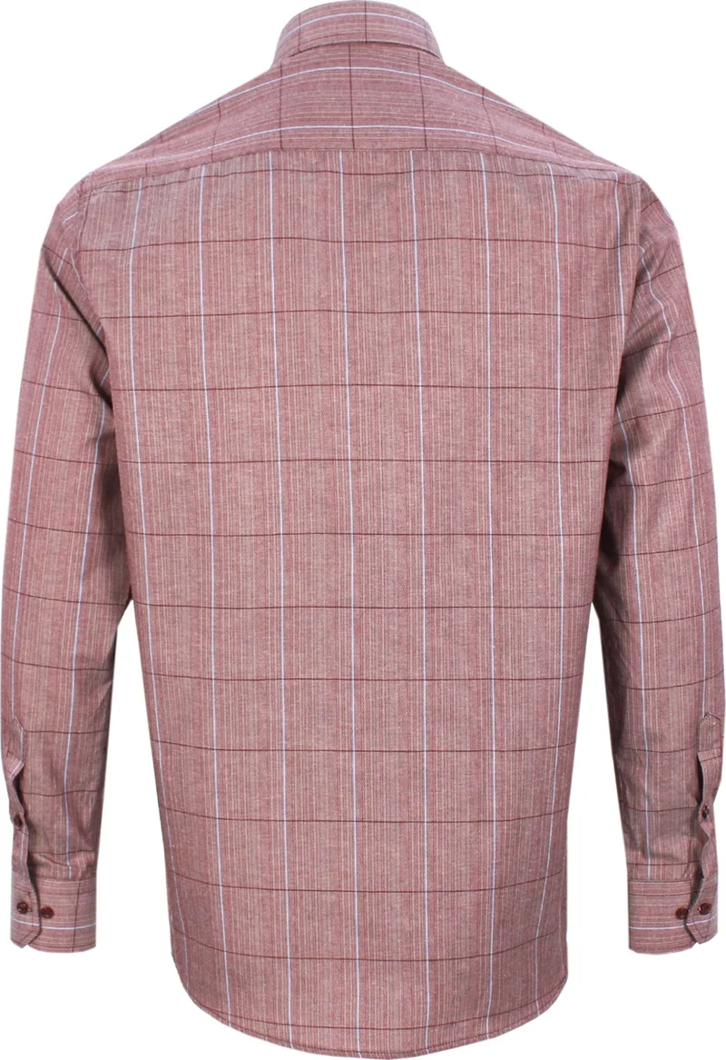 فاريتا Men's Cherry Classic Cut Collar Buttoned Single Pocket Check Shirt L