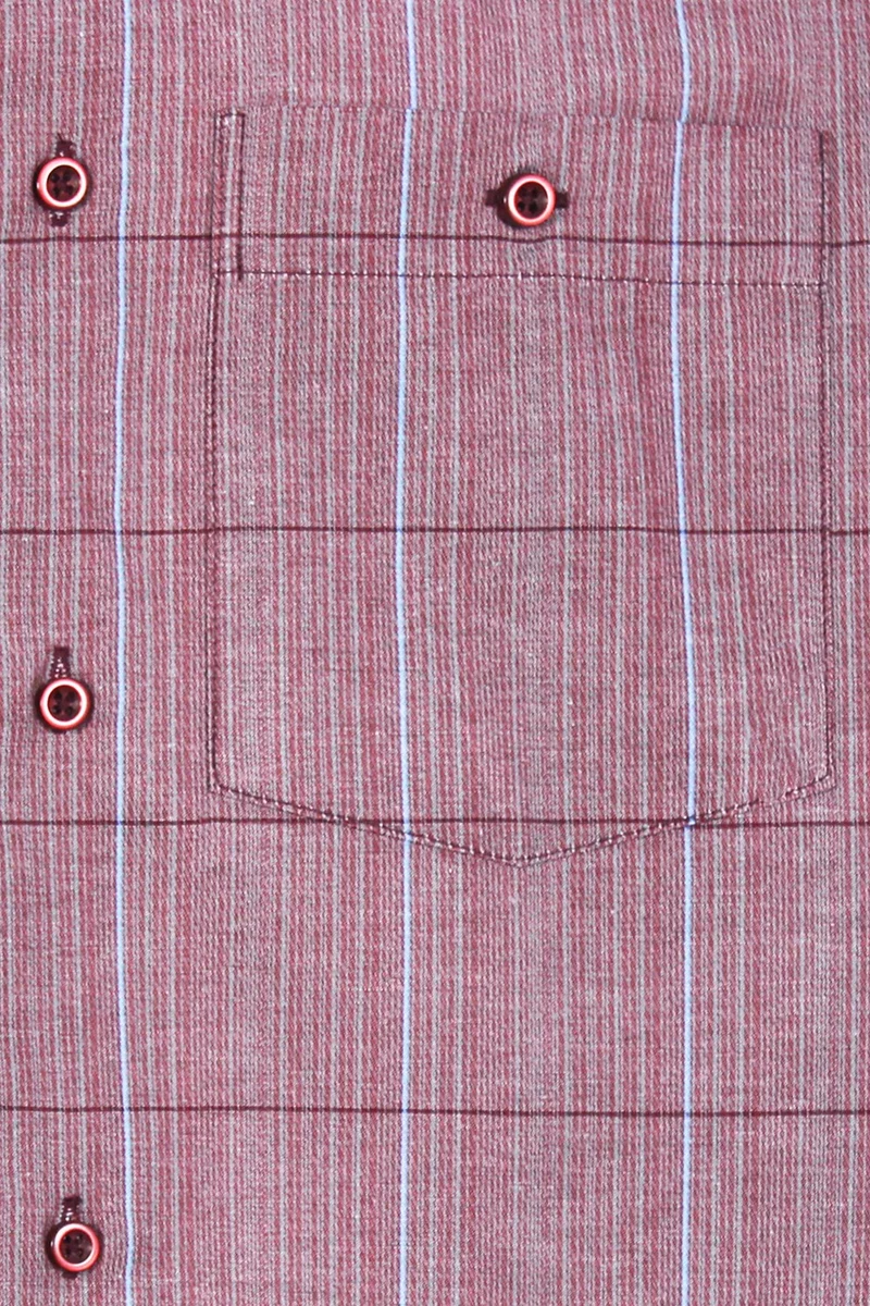 فاريتا Men's Cherry Classic Cut Collar Buttoned Single Pocket Check Shirt L