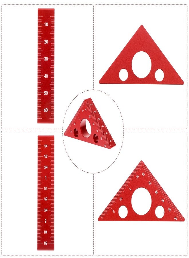 Ymapinc High-Precision Thickened Triangle Ruler Layout Measuring, 45/90 Degree with Imperial and Metric Scales, Carpenter's Square Measuring Tool for Woodworking Workshop Table Miter Saw - Image 4