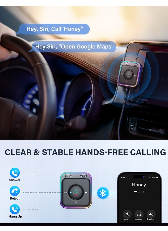 JOYROOM Bluetooth 5.4 Car AUX Adapter with Dual ENC Mics (Upgraded 2025) – Clear Calls, Strong Signal, Plug-and-Play Receiver with LED Ring & One-Hand Control | Hands-Free Music & Calls - Overheat Protection & Safe  - Image 3