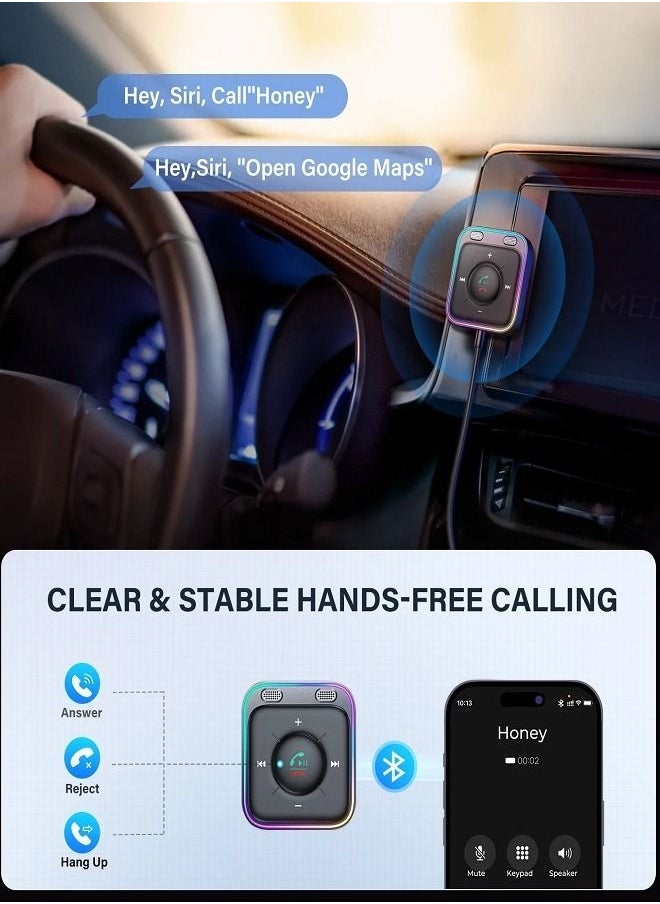 JOYROOM Bluetooth 5.4 Car Adapter Enhanced Dual Mics & ENC Noise Cancellation 3.5mm AUX Adapter Bluetooth Wireless Receiver Car Audio Stereo Kits Hands-Free Call, Plug and Play  - Image 2