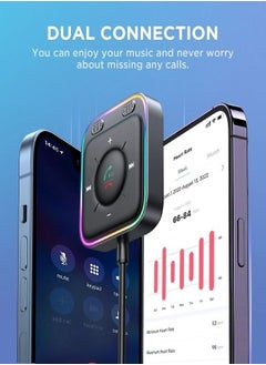 JOYROOM محول سيارة بلوتوث 5.3 ميكروفونات مزدوجة معززة وإلغاء الضوضاء ENC، محول AUX 3.5 ملم، جهاز استقبال بلوتوث لاسلكي، مجموعة ستيريو صوت السيارة، مكالمات، توصيل وتشغيل بدون استخدام اليدين  - Image 3