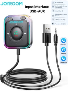 JOYROOM محول سيارة بلوتوث 5.3 ميكروفونات مزدوجة معززة وإلغاء الضوضاء ENC، محول AUX 3.5 ملم، جهاز استقبال بلوتوث لاسلكي، مجموعة ستيريو صوت السيارة، مكالمات، توصيل وتشغيل بدون استخدام اليدين  - Image 1