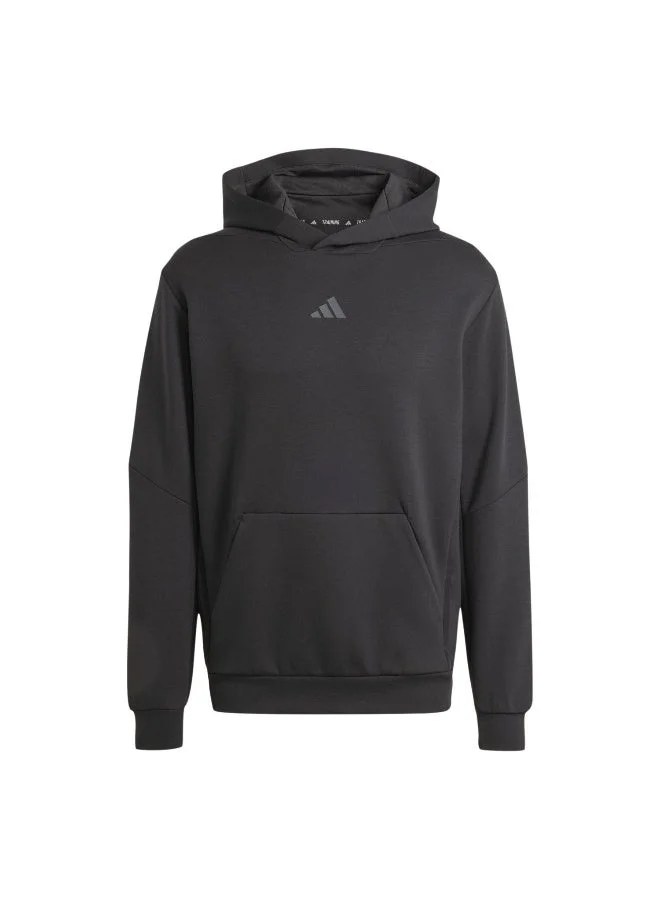 اديداس هودي أسود بغطاء رأس للرجال