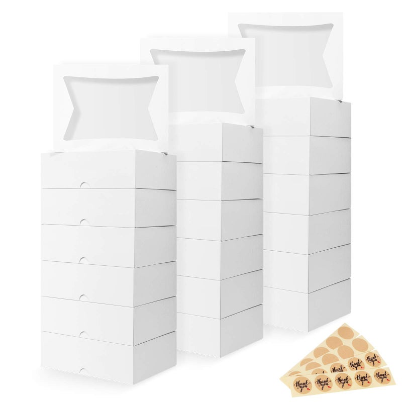 Eupako CookieBoxeswithWindow8x6x25Inhces25pcsAutoPopupBrownTreatBoxes for Bakery Donuts Candy Pastry Cupcakes Biscuits Chocolate Strawberries