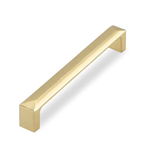 Haidms 2 Pack Gold Cabinet Handles 5-1/16 Inch(128mm) Hole Center Soild Zinc Alloy Brushed Gold Cabinet Pulls Kitchen Drawer Pulls Cupboard Hardware for Kitchen - Image 1