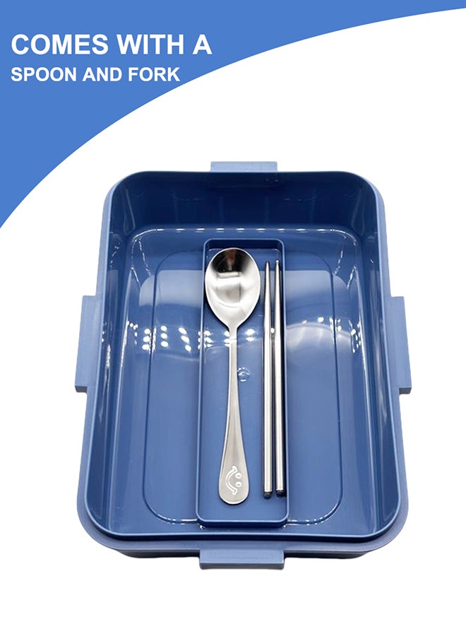 ايست من نون Stainless Steel Bento Lunch Box, 3 Compartments, Leak Resistance, Durable, BPA Free, Eco Friendly, Dishwasher Safe, Ideal For School - Blue Dinosaur Pattern  - Image 4