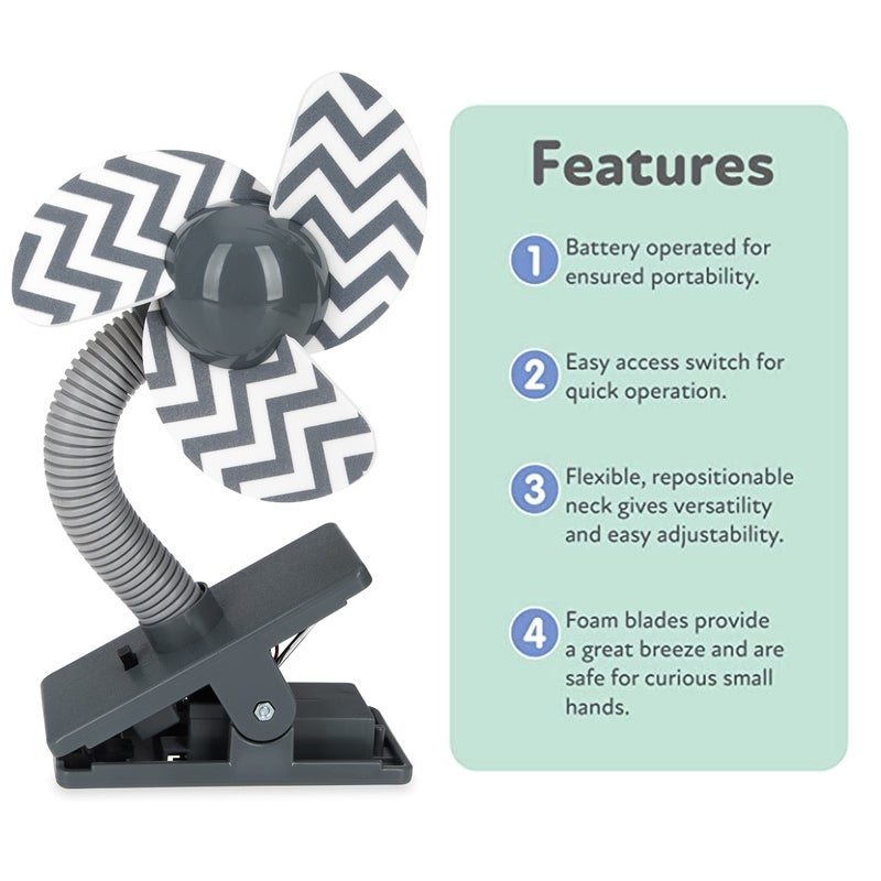 Nuby Cool Baby Stroller Clip-On Fan in Grey - Image 4