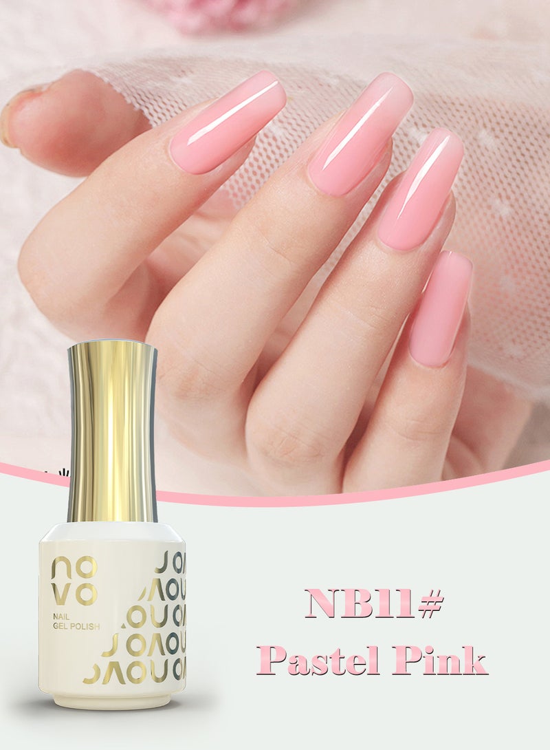 Novo Rubber Base Gel, 2 in 1 Gel Nail Polish Soak Off UV LED Nail Lamp, Nail Art Design for Women 12ml NB11# Pastel Pink - Image 2