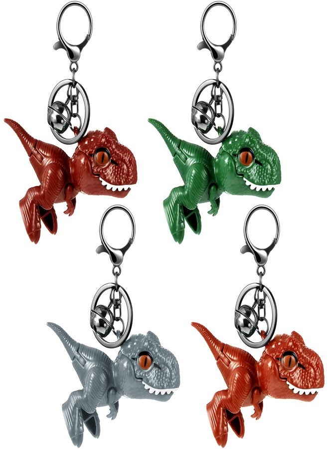 Arrowbash مجموعة أروباش من 4 قطع من سلاسل مفاتيح الديناصورات اللطيفة، سلاسل مفاتيح متحركة، هدايا ديناصورات كرتونية، إكسسوارات سيارات ديناصورات ممتعة لعشاق الديناصورات، حقائب ظهر للنساء والرجال، 4 ألوان - Image 1