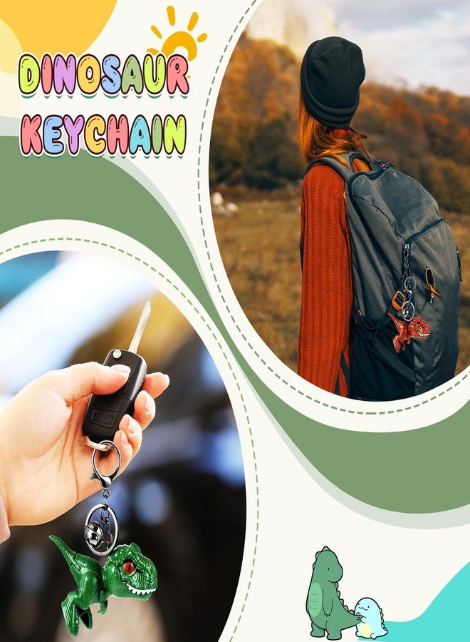 Arrowbash مجموعة أروباش من 4 قطع من سلاسل مفاتيح الديناصورات اللطيفة، سلاسل مفاتيح متحركة، هدايا ديناصورات كرتونية، إكسسوارات سيارات ديناصورات ممتعة لعشاق الديناصورات، حقائب ظهر للنساء والرجال، 4 ألوان - Image 5