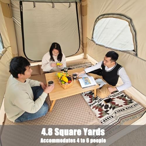 HipierFx Camping Inflatable Tent with Pump 4 Person Easy Set up Glamping House with Mesh Waterproof Family Air Blow Up Tents - Image 3