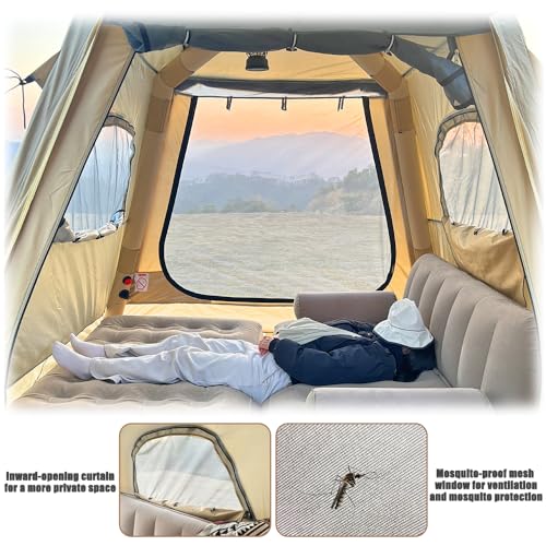 HipierFx Camping Inflatable Tent with Pump 4 Person Easy Set up Glamping House with Mesh Waterproof Family Air Blow Up Tents - Image 4
