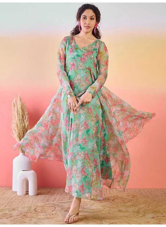 AKS Floral Printed Maxi Dress