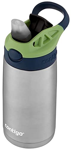 Contigo Kids Stainless Steel Water Bottle with Redesigned AUTOSPOUT Straw 13 oz Blueberry Green Apple Easy Clean BPA Free