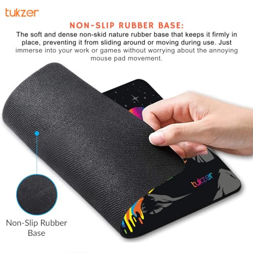 Tukzer Mouse pad with Non-Slip Rubber Base Desk Mat, Smooth Cloth Surface, Smooth Mouse Control, Speed and Precision Operation for Laser and Optical Mouse/Mice, Laptop, PC (238 X 200 mm-Vivid) - Image 2