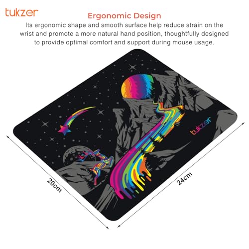 Tukzer Mouse pad with Non-Slip Rubber Base Desk Mat, Smooth Cloth Surface, Smooth Mouse Control, Speed and Precision Operation for Laser and Optical Mouse/Mice, Laptop, PC (238 X 200 mm-Vivid) - Image 3