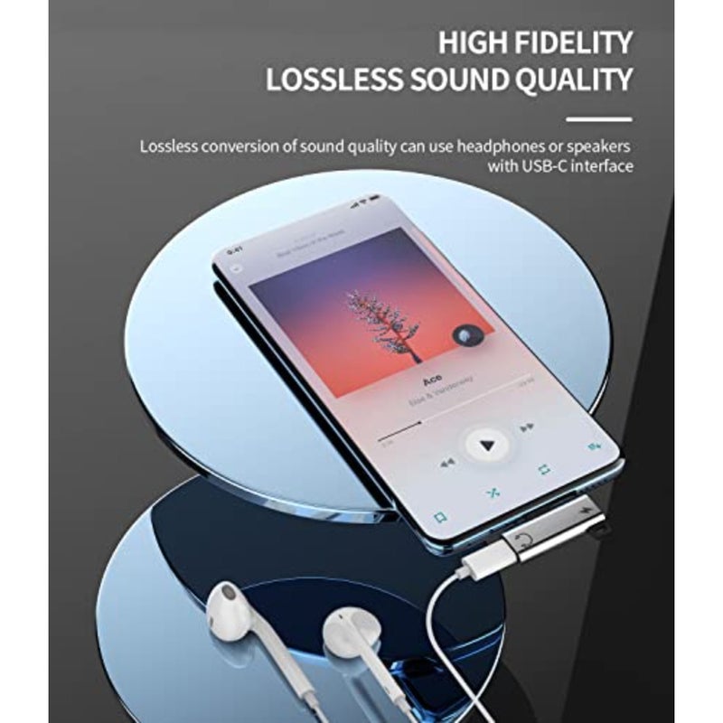 محول سماعة رأس USB-C مزدوج لهاتف Samsung Galaxy S20/S21/S22 FE وiPad Pro/Air 4 وLG وGoogle Pixel من سبائك الألومنيوم، أسود، يدعم تشغيل الصوت بالشحن المتزامن - Image 5
