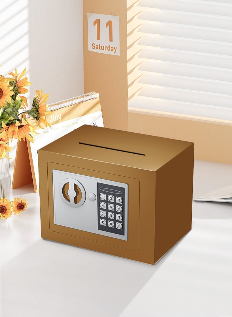 صندوق أمان صغير مع لوحة مفاتيح وأقفال، صناديق أمان شخصية إلكترونية بقفل مخفي، صناديق أمان مصنوعة من سبائك الفولاذ للاستخدام المنزلي والمكتب وغرف الفنادق والأعمال والمجوهرات والأموال النقدية - Image 1