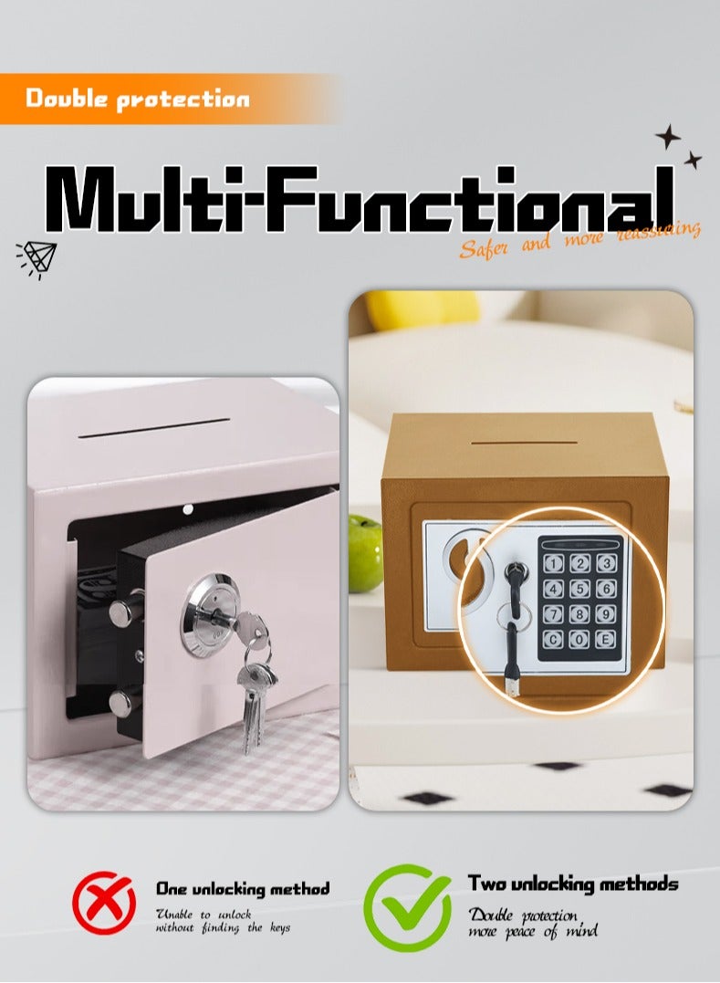 صندوق أمان صغير مع لوحة مفاتيح وأقفال، صناديق أمان شخصية إلكترونية بقفل مخفي، صناديق أمان مصنوعة من سبائك الفولاذ للاستخدام المنزلي والمكتب وغرف الفنادق والأعمال والمجوهرات والأموال النقدية - Image 3