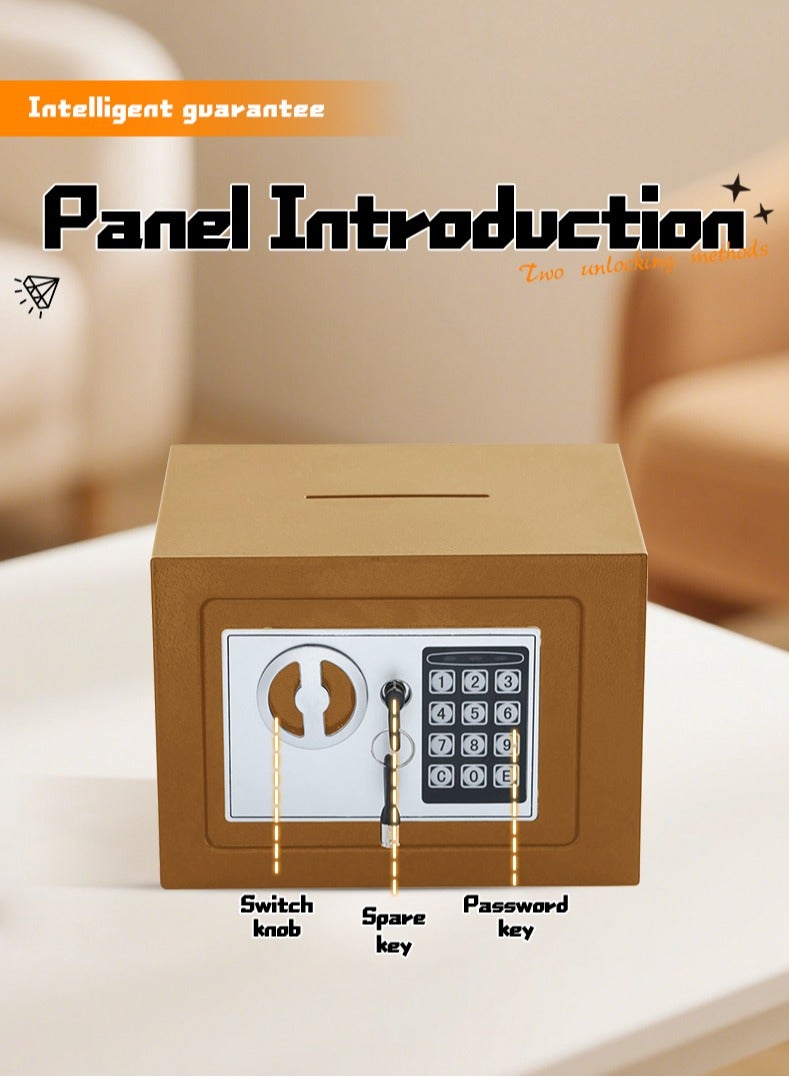 صندوق أمان صغير مع لوحة مفاتيح وأقفال، صناديق أمان شخصية إلكترونية بقفل مخفي، صناديق أمان مصنوعة من سبائك الفولاذ للاستخدام المنزلي والمكتب وغرف الفنادق والأعمال والمجوهرات والأموال النقدية - Image 4