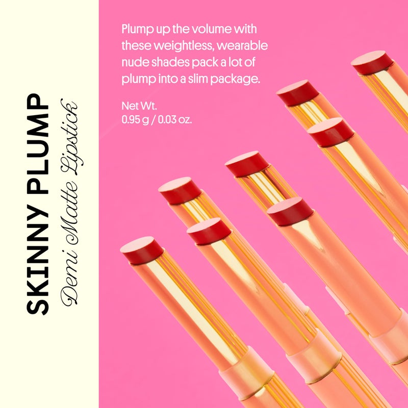 Winky Lux Skinny Plump Demi Matte Lipstick - Light Neutral Pink Lip, Natural Plump Lipstick, Weightless Long Lasting Soft Matte Lip Crayon, Infused with Hyaluronic Acid & Plum Oil, First Crush - Image 2