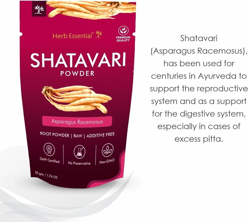 Herb Essential 100% Natural Shatavari Powder 1.76 Ounce, Asparagus Racemosus, Pure Herbal Powder for Daily Use, Vegan, No Preservatives - 50g (Pack of 2) - Image 2